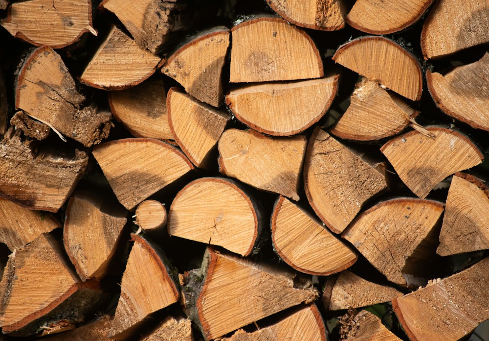 Stack of split firewood logs